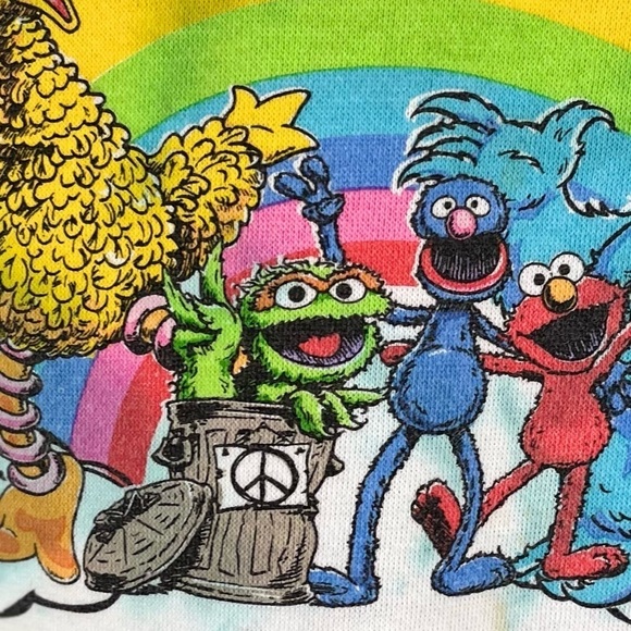 SESAME STREET "All Colors are Beautiful" Tie Dye Sweatshirt Large Cookie Monster - Picture 4 of 14